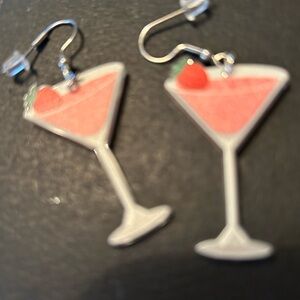Pink Cocktail Glass Earrings
